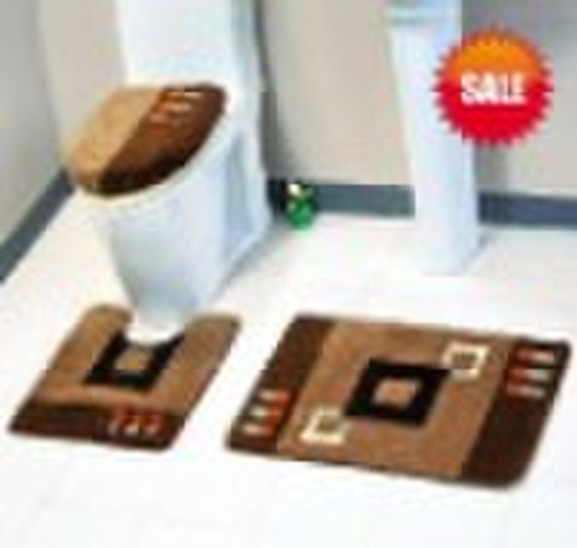 Polyester shaggy rug bathroom sets