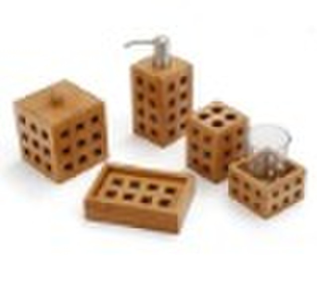 Bamboo bathroom set  with grid design