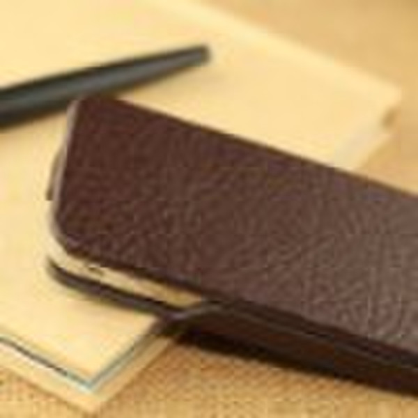 Genuine leather flip cell phone case for iPhone 4
