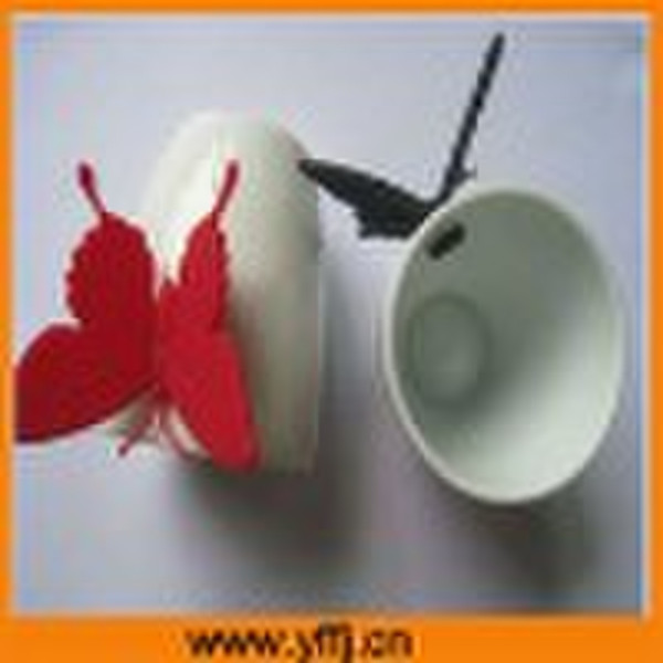 fashion  cup handle with silicone buttefly