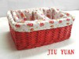 a set of willow handicraft case/box , various colo