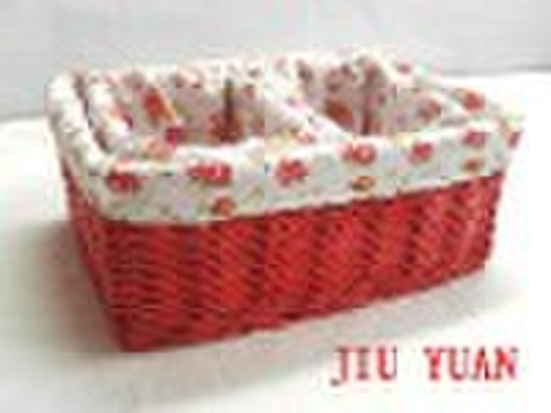 a set of willow handicraft case/box , various colo