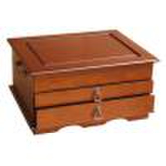 113pcs Wooden cutlery box with  Double Drawers