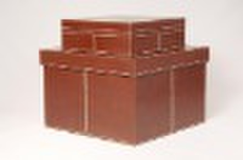 S/2 LEATHER STORAGE BOXES