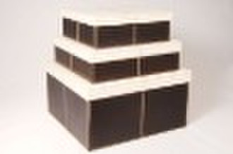 S/3 LEATHER STORAGE BOXES