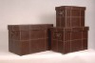 S/3 LEATHER STORAGE BOXES