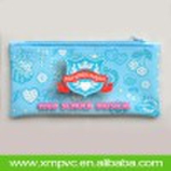Zippered pvc pencil bag with printing
