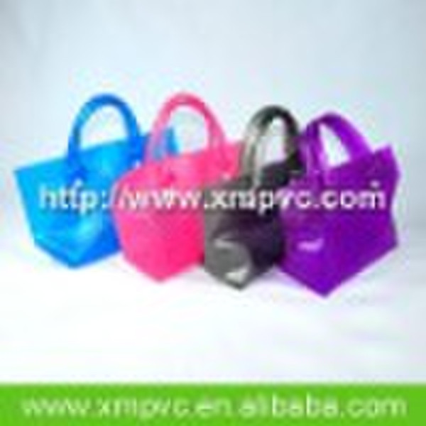 Clear pvc handle bag with button closure