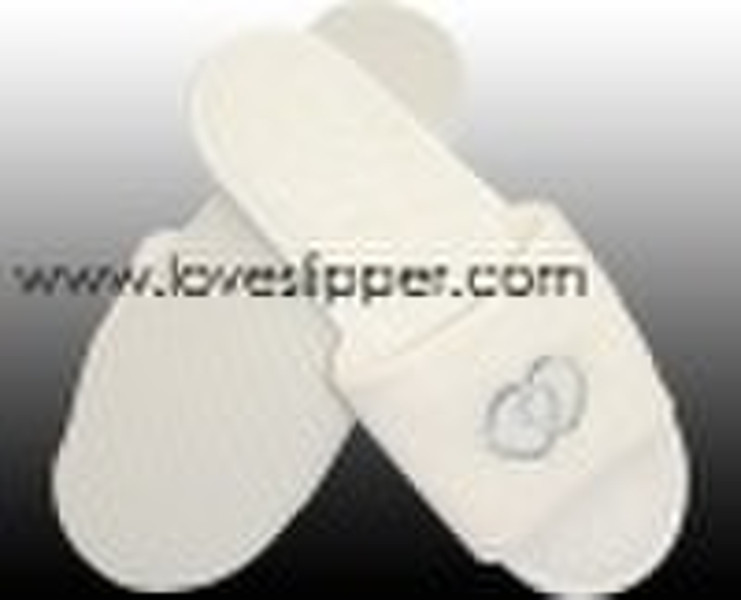 Hotel slippers with towel, velvet,non-woven