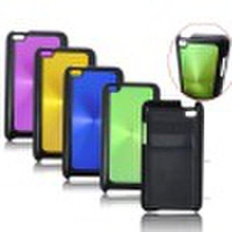 plastic+Metal Hard shell case for iphone 4 ipod to