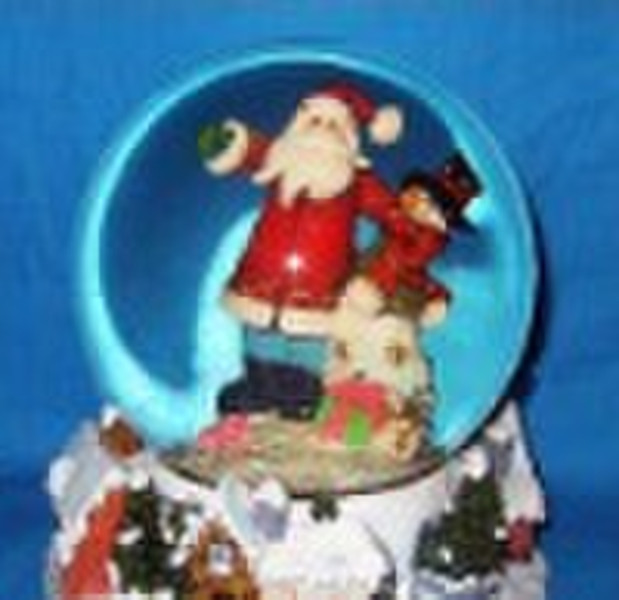 Resin Water Globe Resin Santa Claus with Snowman
