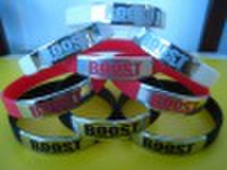 metal silicone bracelet,silicone  bracelet,debosse