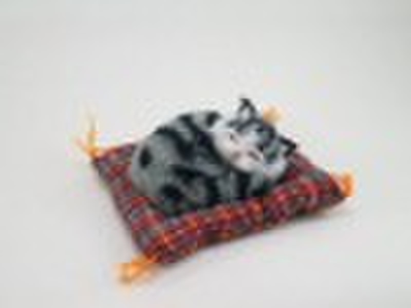 sleeping grey tabby kitty decoration