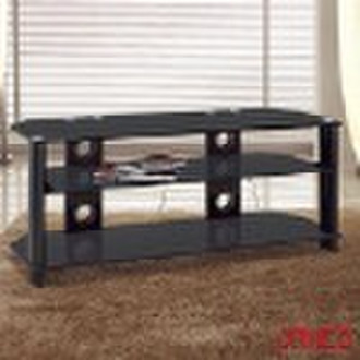 Flat panel lcd tv stand with 3 shelves black tempe