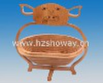 Bamboo Folding Basket(Pig design)/Bamboo Fruit Bas