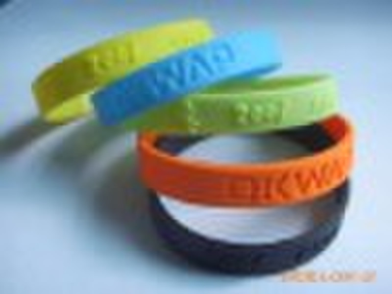 Printed Silicone Wristbands Rubber Bracelets Embos