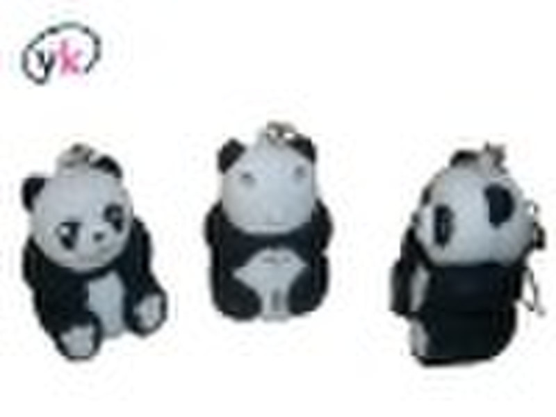 Panda-LED-Taschenlampe, Kunststoff-Schlüsselanhänger