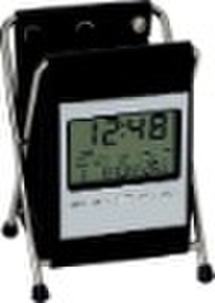 Leather Penholder LCD calendar  clock