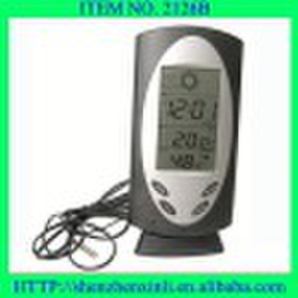 weather station clock with indoor & outdoor te