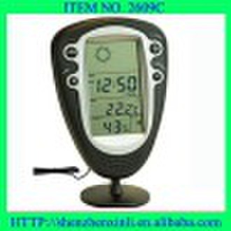 table weather station with clock