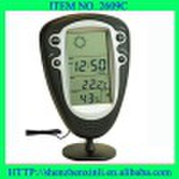 table weather station with clock