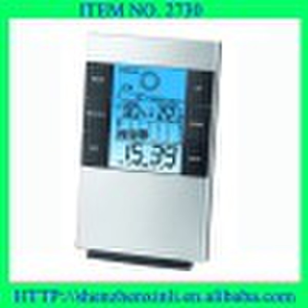 weather station clock with indoor temperature and