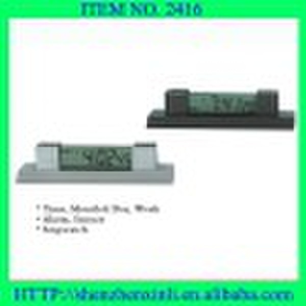 table clock with name card holder