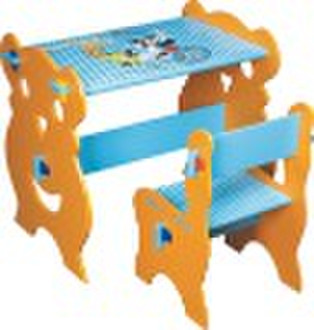 Colourful cartoon wooden children desk and chair C