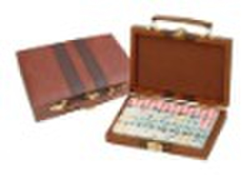 Double six dominoes in attache case