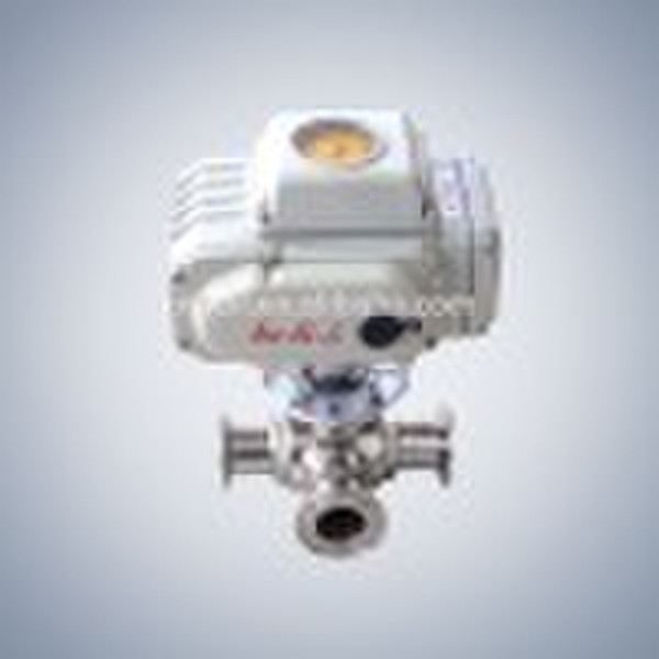 Hygienic ball valve with electric actuator