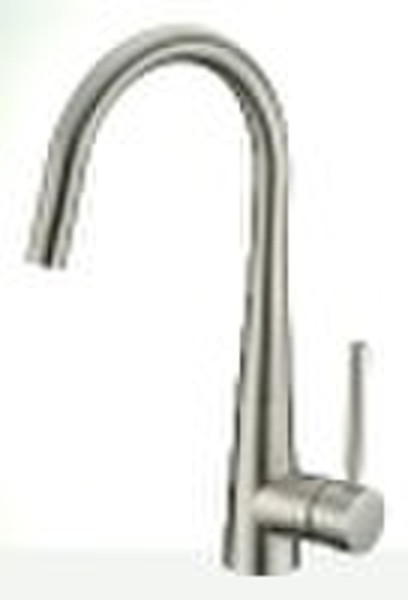 Brushed nickel kitchen faucet