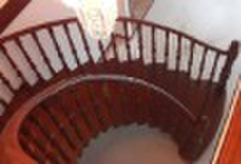 curved wood stairway