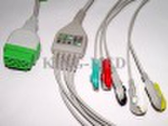 Marqutte one piece 5 lead ECG cable with clip