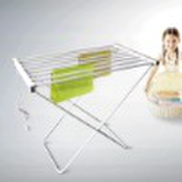 White plated steel folding heated clothes rack