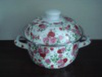 The porcelain enamel pot with full design