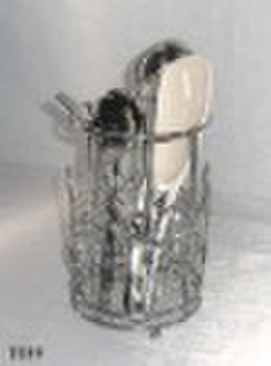 Chrome wire utensil holder