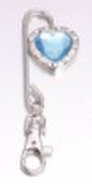 Charm Heart Crystal Steel Purse Hook Key Finder HR