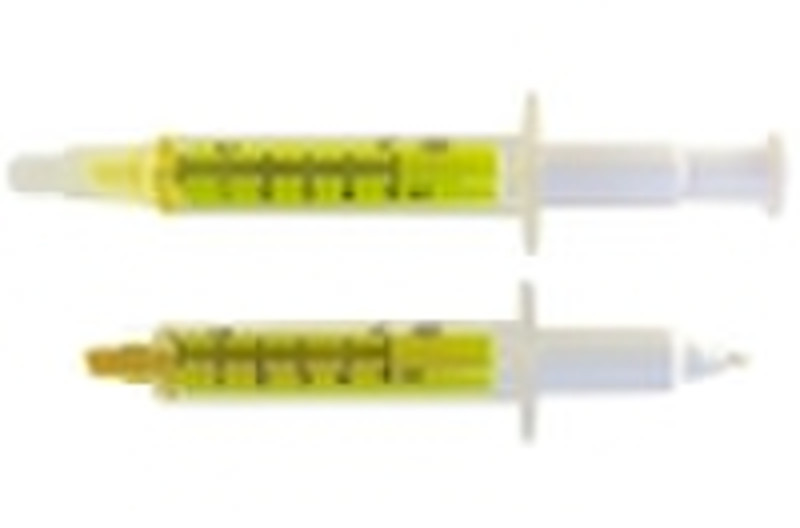 Syringe shape highlighter with ball pen