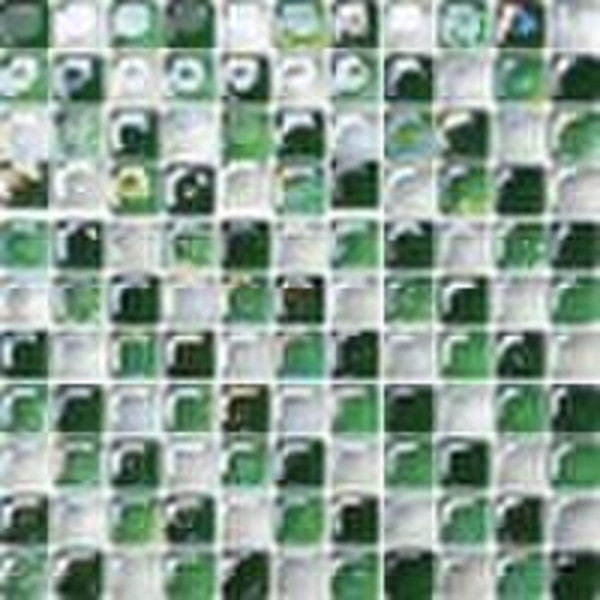 Алмазный стеклянной мозаики плитки, белый и зеленый