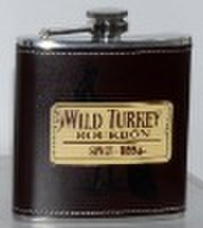 hip flask with leather wrap