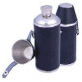 cylinder  hip flask with cup