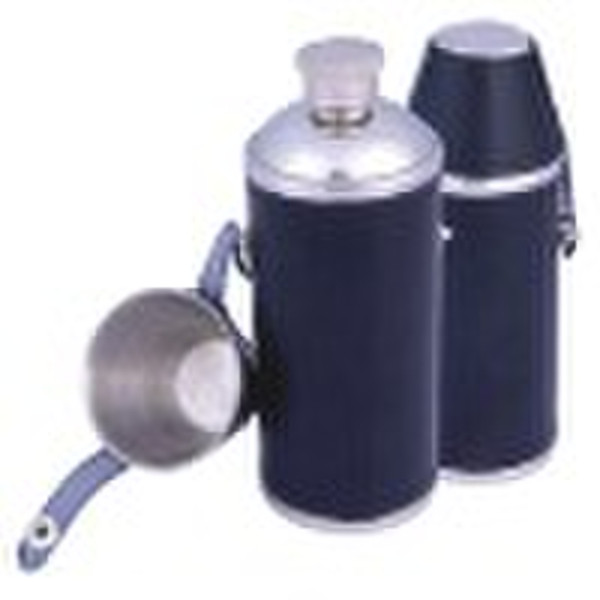 cylinder  hip flask with cup