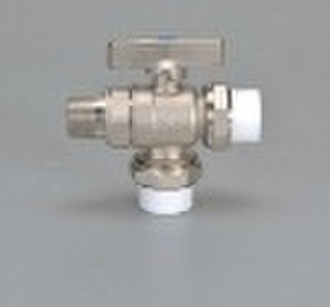 PPR three way union female  brass ball valve