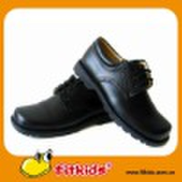 Student shoes with black leather upper and high qu