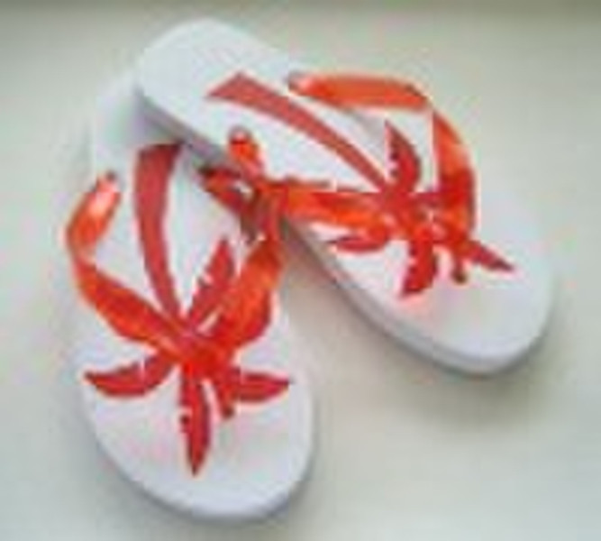 flip flop, EVA  sole, PVC strap with printed on in