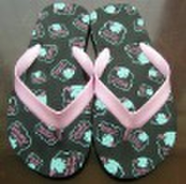 flip flop, EVA  sole, PVC strap with printed on in