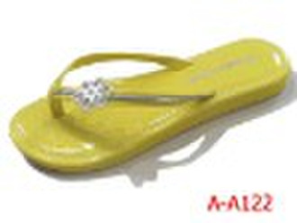 yellow lady nice leather flip flops