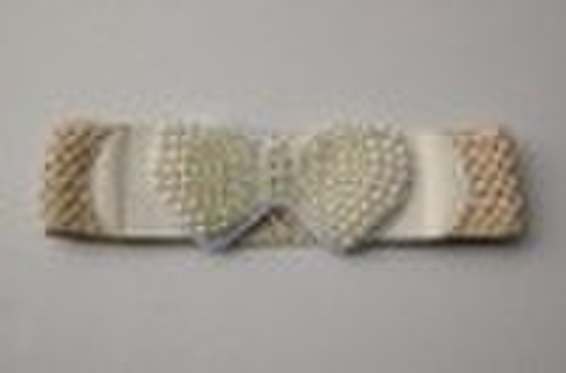 white braided waistband with bow with white pearls