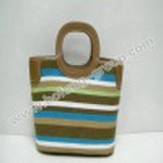 Paper straw plait tote bag