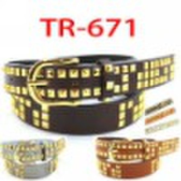 Rhinestone leather belt TR671